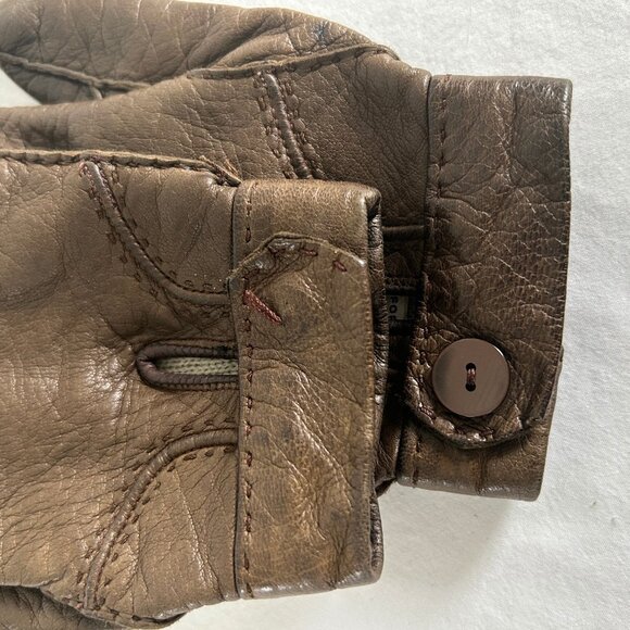 Vintage Saks Fifth Avenue Brown Leather Wool Lined Button Gloves Size 6.5 - Picture 7 of 7